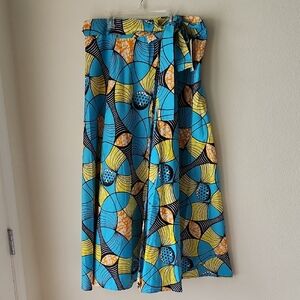 LADDI Colorful Geometric Maxi Wrap Tie Skirt A-Line 100% cotton One Size NWT